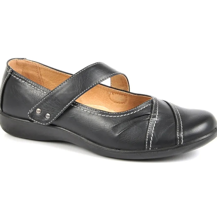 Chaussures Confort|LADY CONFORT Ballerines A Brides Femme Noir