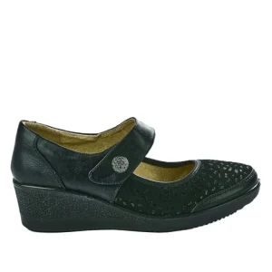 Chaussures Confort|LADY CONFORT Ballerines A Brides Femme Noir Bi-Matieres