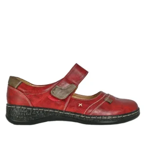 Chaussures Confort|LADY CONFORT Ballerines Confort Femme Rouge Bordeaux A Brides