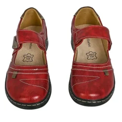Chaussures Confort|LADY CONFORT Ballerines Confort Femme Rouge Bordeaux A Brides