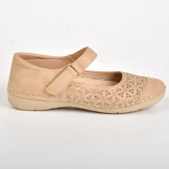 Chaussures Confort|LADY CONFORT Ballerines Femme Beige A Brides
