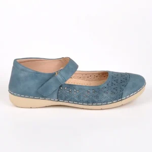 Chaussures Confort|LADY CONFORT Ballerines Femme Bleu A Brides