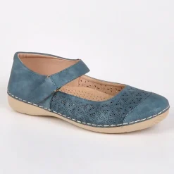 Chaussures Confort|LADY CONFORT Ballerines Femme Bleu A Brides