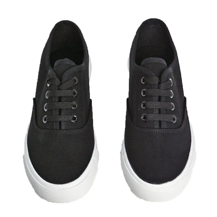 Baskets, Sneakers|STREET LIFE Baskets / Tennis En Toile Noir Lacets Elastiques