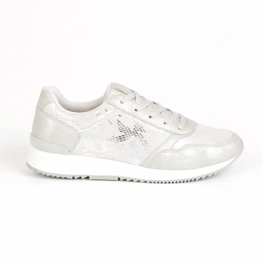 Baskets, Sneakers|STREET LIFE Baskets Avec Effet Reptile Argente