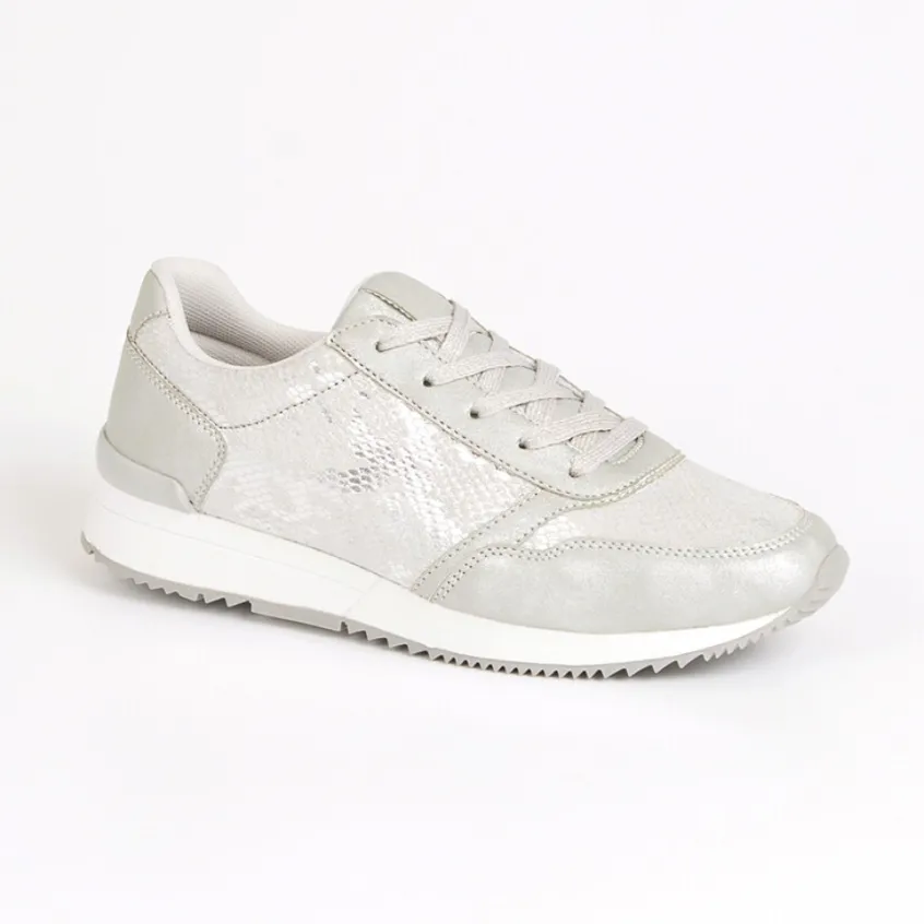 Baskets, Sneakers|STREET LIFE Baskets Avec Effet Reptile Argente