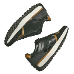 Baskets, Sneakers|STREET LIFE Baskets Compensees Femme Noir Et Dore