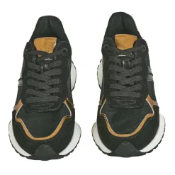 Baskets, Sneakers|STREET LIFE Baskets Compensees Femme Noir Et Dore