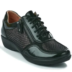 Chaussures Confort|LADY CONFORT Baskets Confort Femme Bi-Matieres Noir