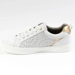 Chaussures Confort|SCALINA Baskets Confort Femme Blanc Et Dore