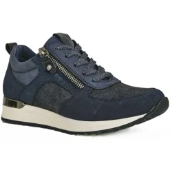 Chaussures Confort|SCALINA Baskets Confort Femme Bleu Marine A Fermeture Eclair