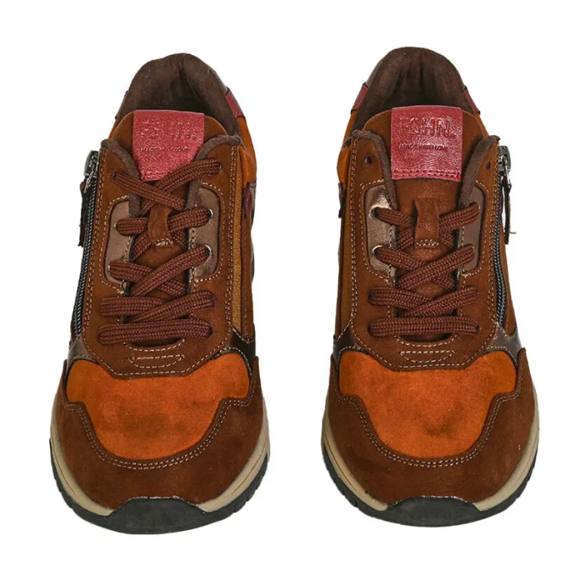 Chaussures Confort|SCALINA Baskets Confort Femme Marron Avec Zip