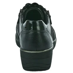 Chaussures Confort|LADY CONFORT Baskets Confort Femme Noir Effet Python