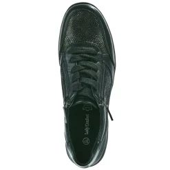 Chaussures Confort|LADY CONFORT Baskets Confort Femme Noir Effet Python