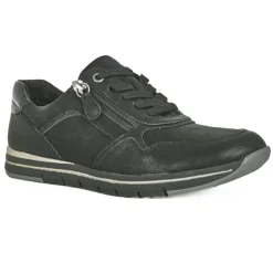 Chaussures Confort|RELIFE Baskets Confort Femme Noir Avec Fermeture Eclair