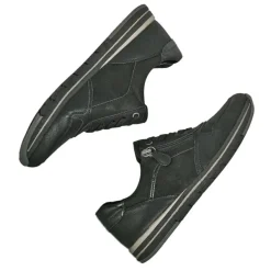 Chaussures Confort|RELIFE Baskets Confort Femme Noir Avec Fermeture Eclair