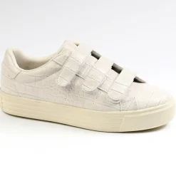 Baskets, Sneakers|STREET LIFE Baskets Femme Avec Effet Croco Blanc