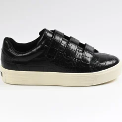 Baskets, Sneakers|STREET LIFE Baskets Femme Avec Effet Croco Noir