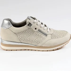 Chaussures Confort|SCALINA Baskets Femme Beige Avec Semelles Amovibles