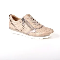 Chaussures Confort|RELIFE Baskets Femme Beige Avec Fermeture Eclair Sur Le Cote