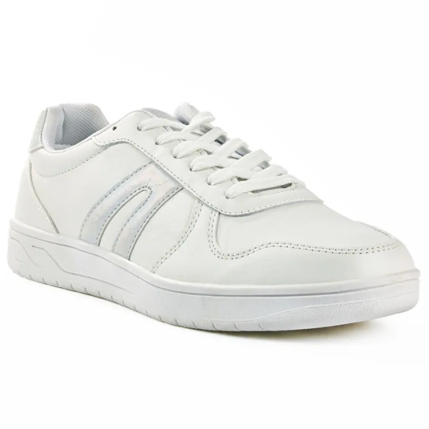 Baskets, Sneakers|STREET LIFE Baskets Femme Blanc Et Argent