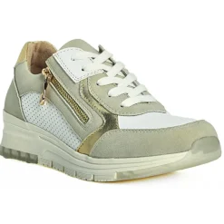Chaussures Confort|SCALINA Baskets Femme Blanc Et Beige