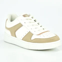 Baskets, Sneakers|STREET LIFE Baskets Femme Blanc Et Beige