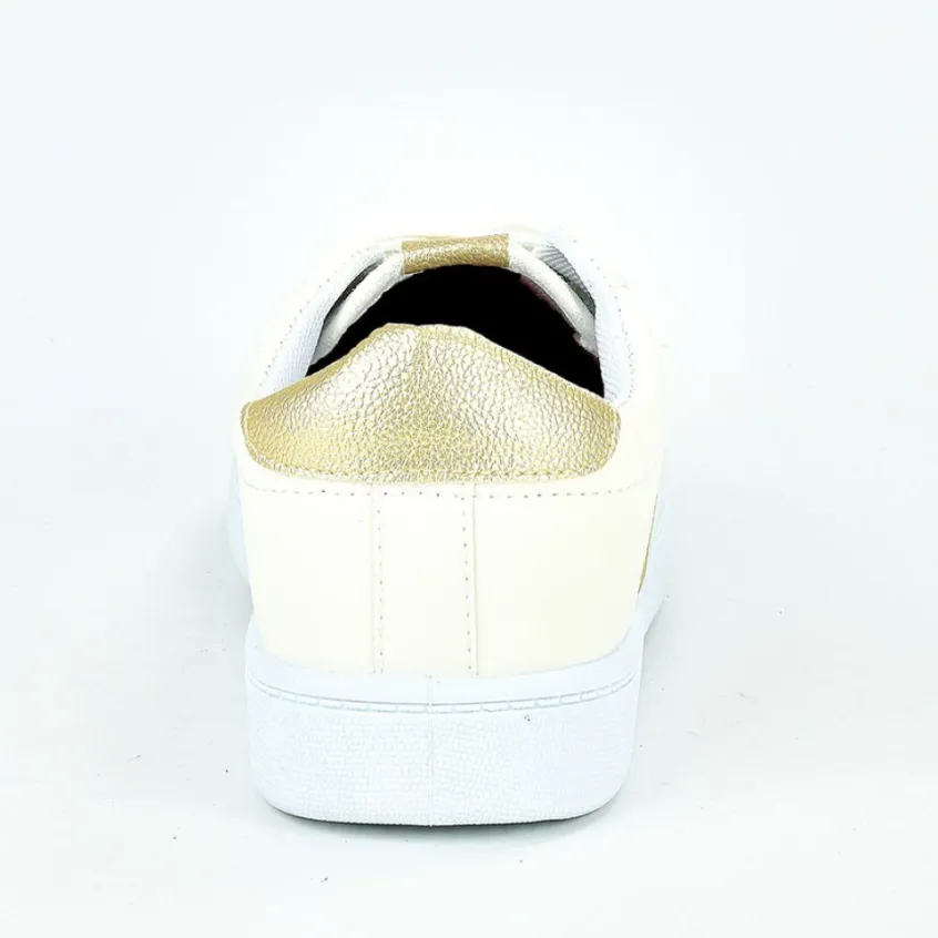 Baskets, Sneakers|STREET LIFE Baskets Femme Blanc Et Dore