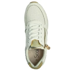 Chaussures Confort|SCALINA Baskets Femme Blanc Et Dore