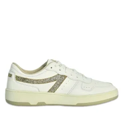 Baskets, Sneakers|STREET LIFE Baskets Femme Blanc Et Dore A Paillettes