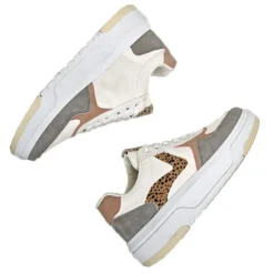 Baskets, Sneakers|STREET LIFE Baskets Femme Blanc Motif Leopard