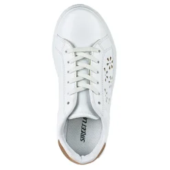 Baskets, Sneakers|STREET LIFE Baskets Femme Blanc Perforees Motif Fleurs