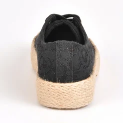 Baskets, Sneakers|STREET LIFE Baskets Femme Dentelle Noire Et Semelle Corde