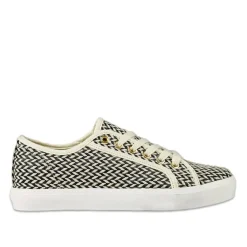 Baskets, Sneakers|STREET LIFE Baskets Femme Effet Tisse Noire Et Blanche