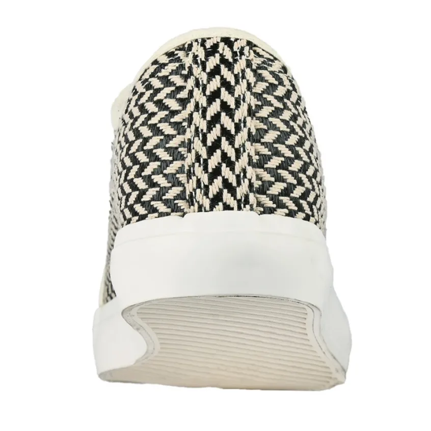 Baskets, Sneakers|STREET LIFE Baskets Femme Effet Tisse Noire Et Blanche