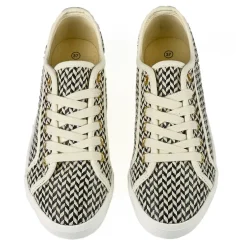 Baskets, Sneakers|STREET LIFE Baskets Femme Effet Tisse Noire Et Blanche