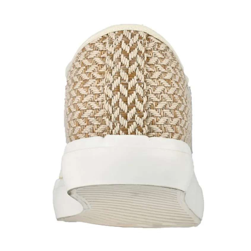 Baskets, Sneakers|STREET LIFE Baskets Femme Effet Tisse Beige Et Blanche