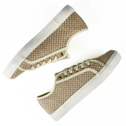 Baskets, Sneakers|STREET LIFE Baskets Femme Effet Tisse Beige Et Blanche