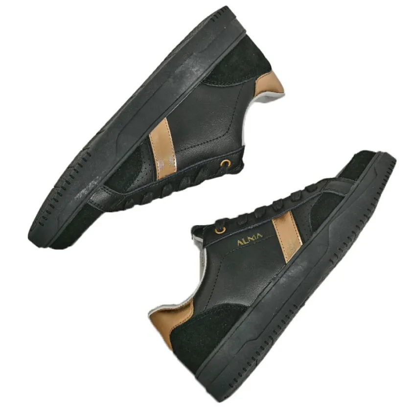 Baskets, Sneakers|ALMA Baskets Femme En Cuir Noir