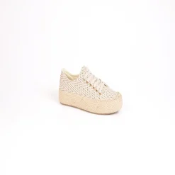Baskets, Sneakers|STREET LIFE Baskets Femme En Toile Beige Semelle Corde