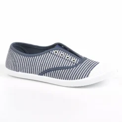 Baskets, Sneakers|STREET LIFE Baskets Femme En Toile Bleu Marine Rayees