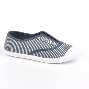 Baskets, Sneakers|STREET LIFE Baskets Femme En Toile Bleu Marine Rayees