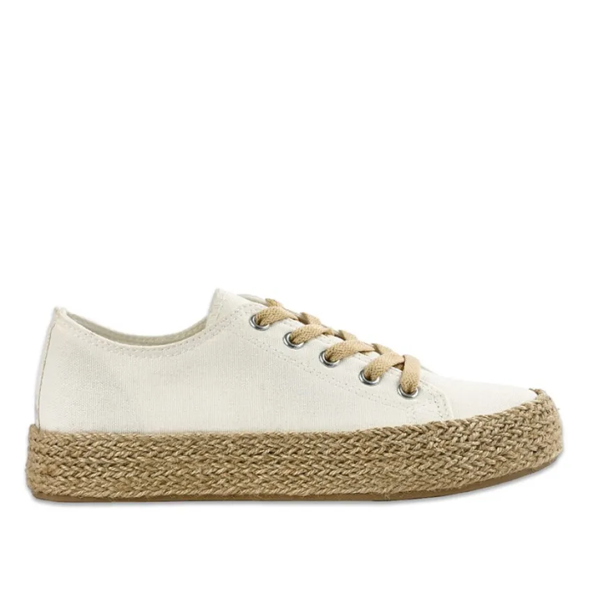 Baskets, Sneakers|STREET LIFE Baskets Femme En Toile Blanche Semelle Corde