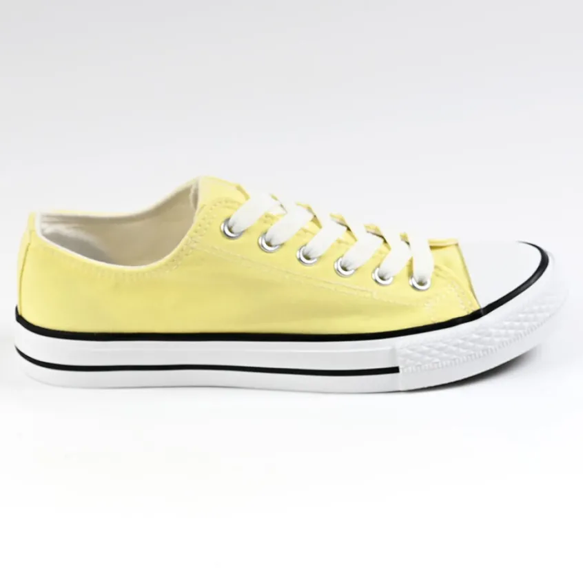 Baskets, Sneakers|STREET LIFE Baskets Femme En Toile Jaune