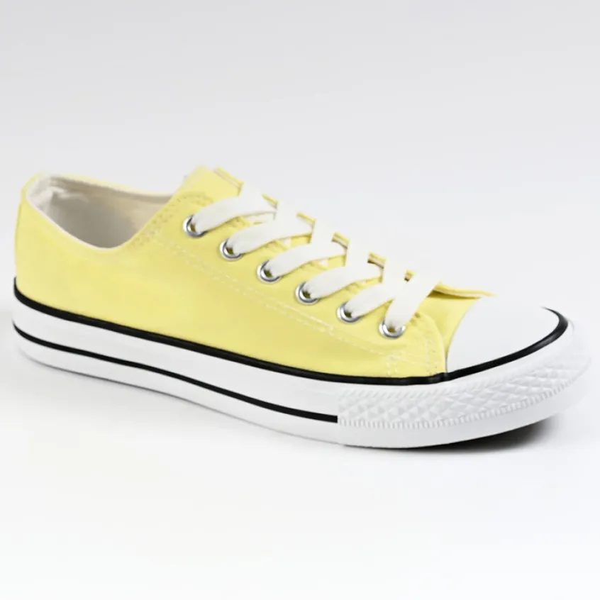 Baskets, Sneakers|STREET LIFE Baskets Femme En Toile Jaune