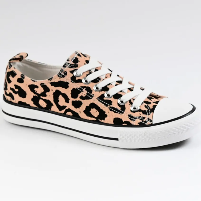 Baskets, Sneakers|STREET LIFE Baskets Femme En Toile Leopard Rose