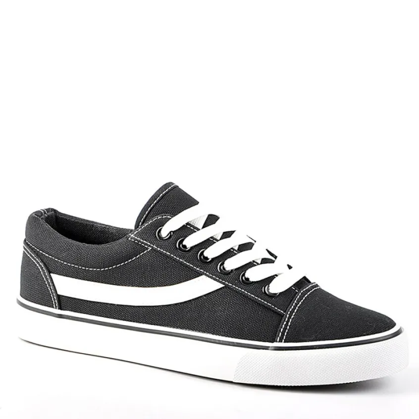 Baskets, Sneakers|STREET LIFE Baskets Femme En Toile Noire