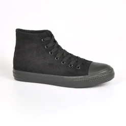 Baskets, Sneakers|STREET LIFE Baskets Femme En Toile Noire Unie