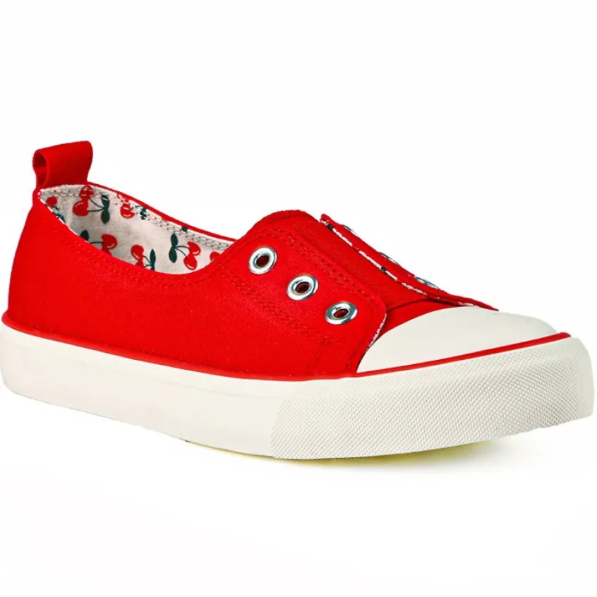 Baskets, Sneakers|STREET LIFE Baskets Femme En Toile Rouge