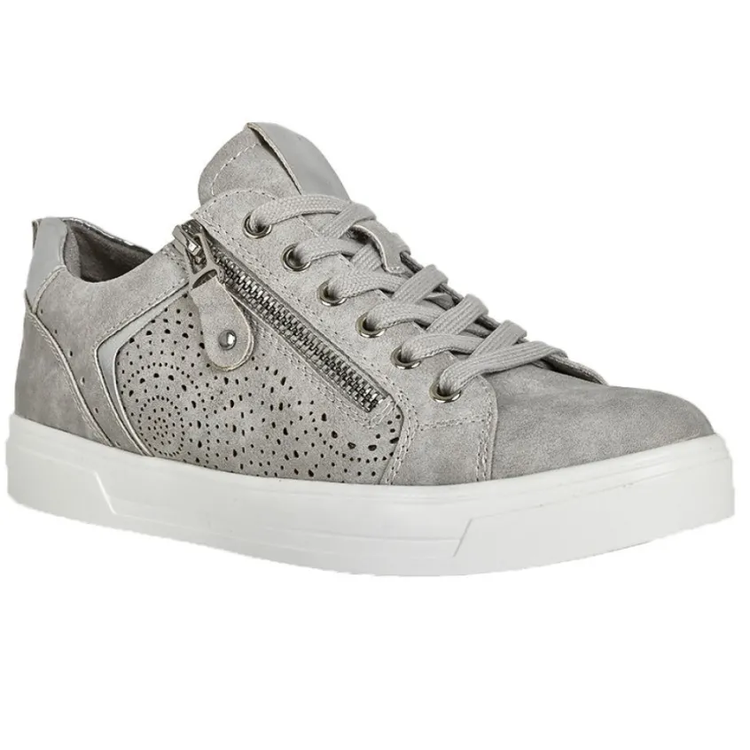 Chaussures Confort|SCALINA Baskets Femme Gris A Fermeture Eclair